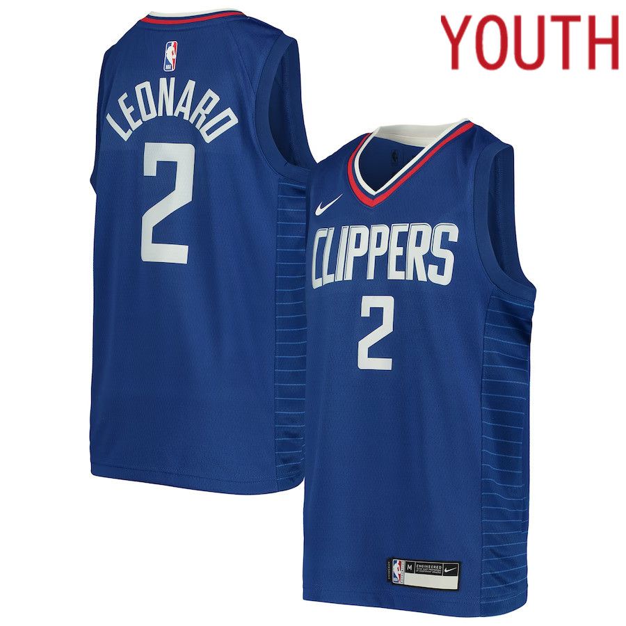 Youth Los Angeles Clippers #2 Kawhi Leonard Nike Royal Swingman NBA Jersey